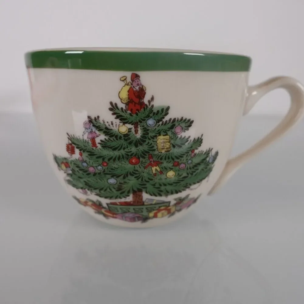 Spode Christmas Tree Teacup and Saucer Set 7 Ounce Made in England New in Box